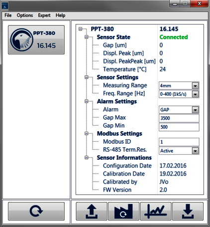 Konfigurationssoftware für Schwingwegsensoren des Typs PPT-280