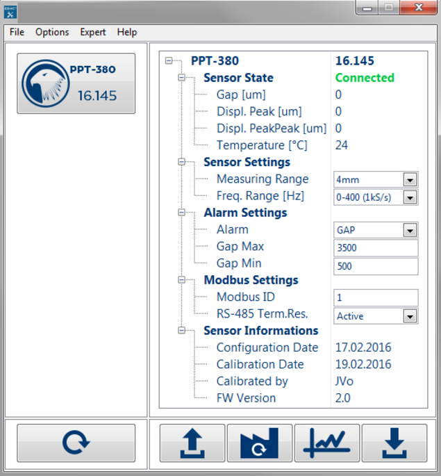Konfigurationssoftware für Schwingwegsensoren des Typs PPT-280