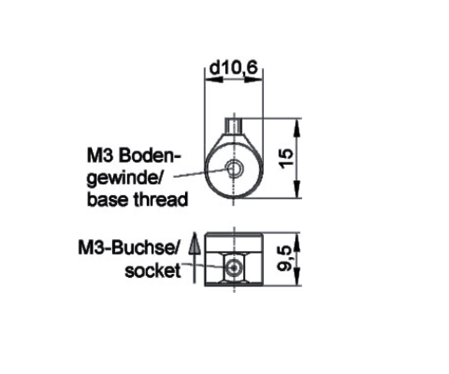 Zeichnung KS95 Miniatur IEPE Beschleunigungssensor