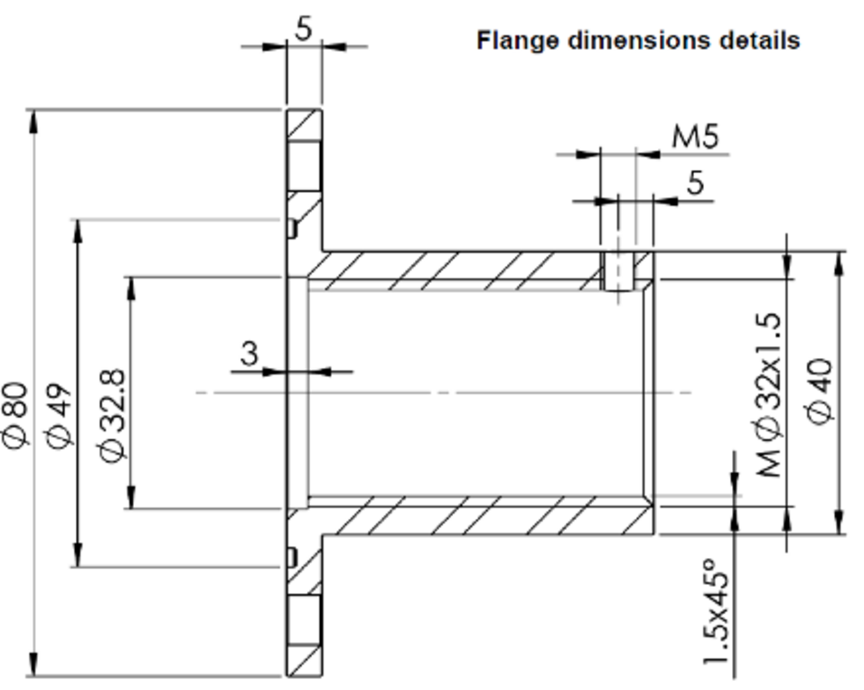 Montageflansch für RCP Wasserspaltsensor mit 0..10mm Messbereich