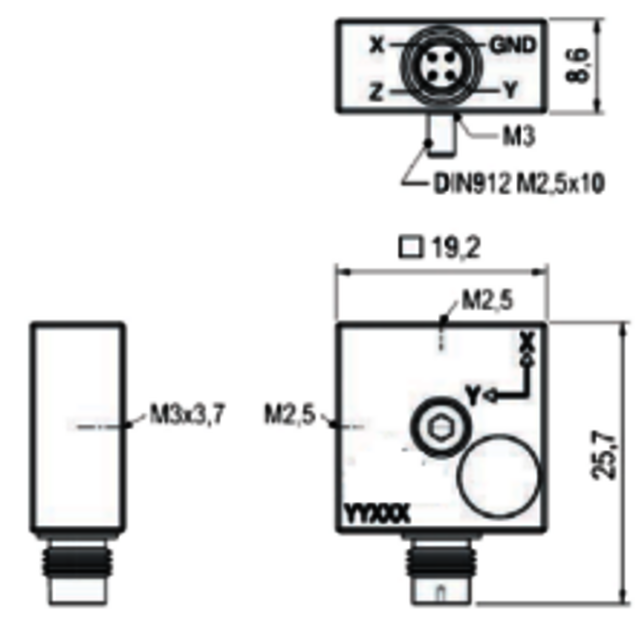 Zeichnung Triaxial Beschleunigungssensor KS963
