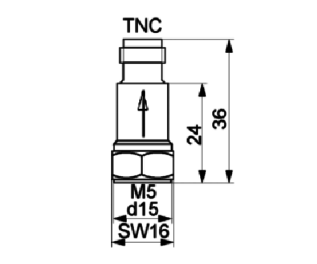 Zeichnung KS74 Industrie Beschleunigungssensoren mit TNC Anschluss