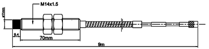Zeichnung Wellenschwingungssensor PPT-110 mit kurzem Anschlusskabel