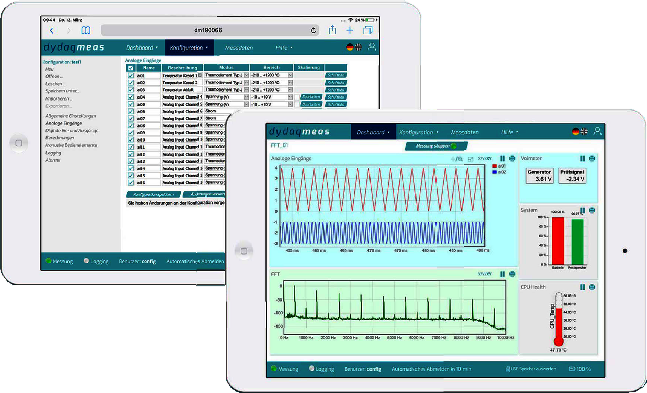 webbasierter Konfguration und Datenauswertung für dydaqlog Datenlogger