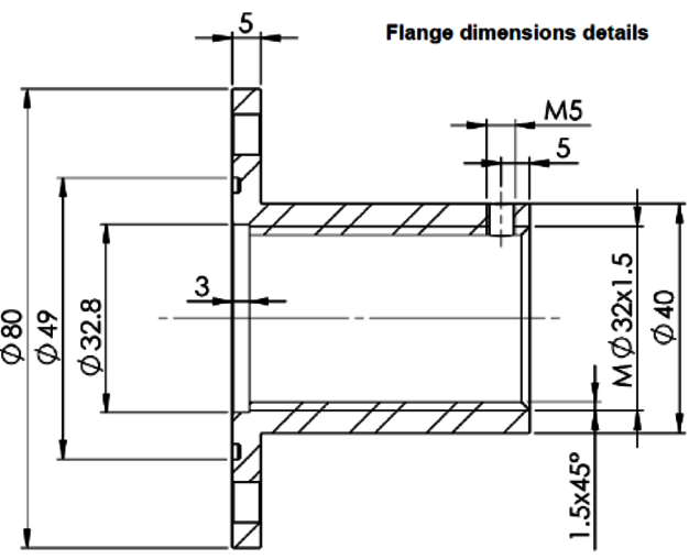 Montageflansch für RCP Wasserspaltsensor mit 0..10mm Messbereich