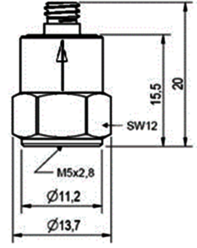 Zeichnung KS78 Industrie Beschleunigungssensoren mit axialem Kabelabgang