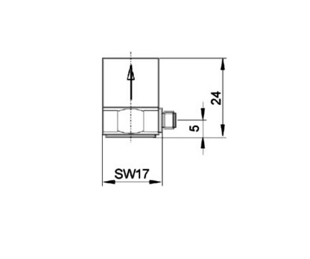 Zeichnung KD37 Hochtemperatur  Beschleunigungssensoren mit axialem Kabelabgang