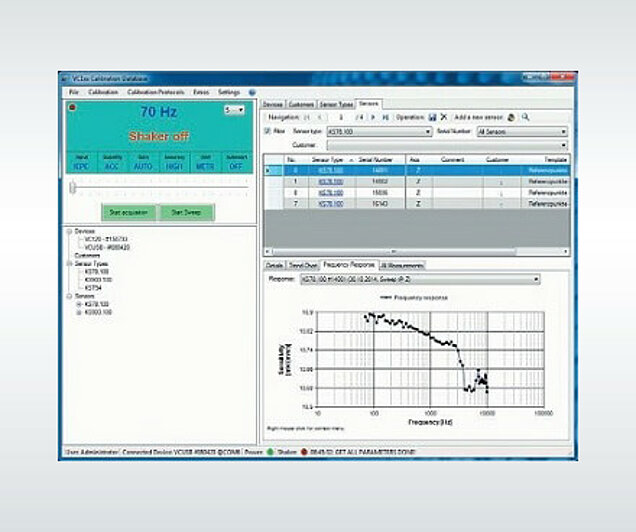 Software für Schwingungskalibrator mit einstellbaren Frequenzen