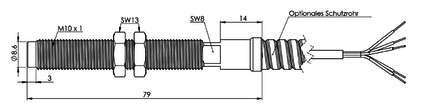 Zeichnung Schwingwegsensor PPT-280 mit Kabelarmierung