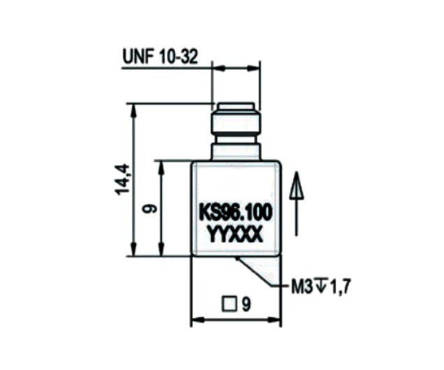 Zeichnung KS96 Miniatur IEPE Beschleunigungssensor